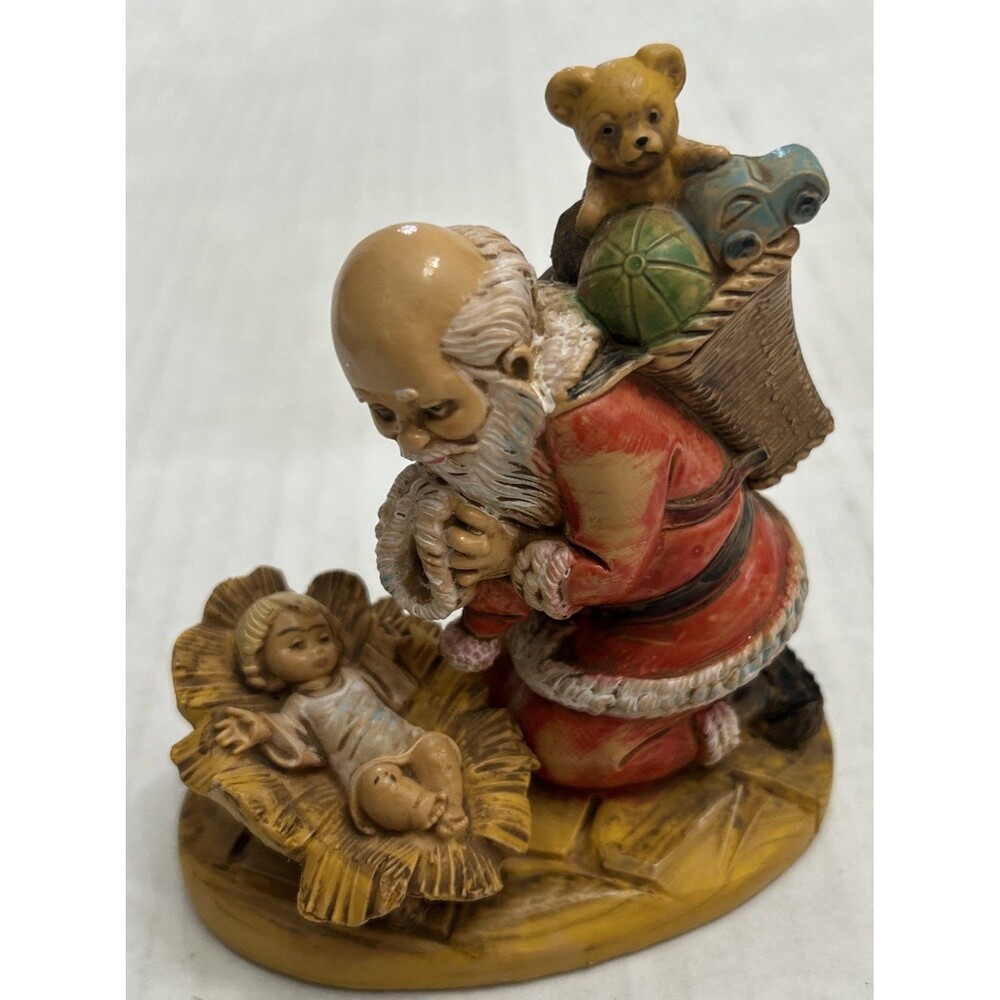 1989 Fontanini Santa Looking Over Baby Jesus Italy Simonetti Hand Painted